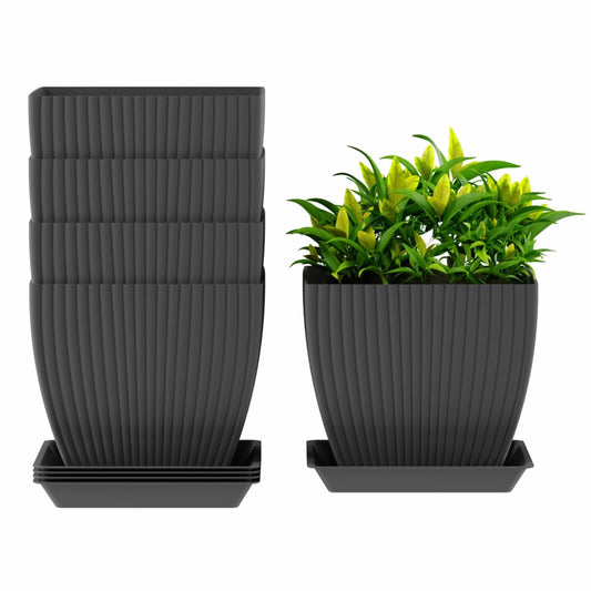 Jade Gardens 5-Piece Square Plastic Planter Set