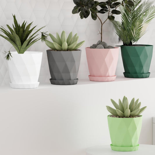LushGrow Circular Plastic Plant Containers for Indoor Gardening