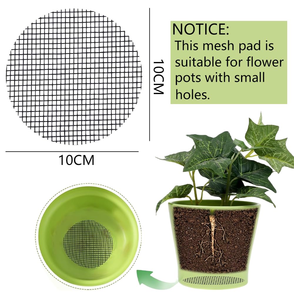 50pcs Flower Pot Hole Mesh Pad, 10cm Round Plant Pots Hole Mesh Pad for Prevent Soil Loss