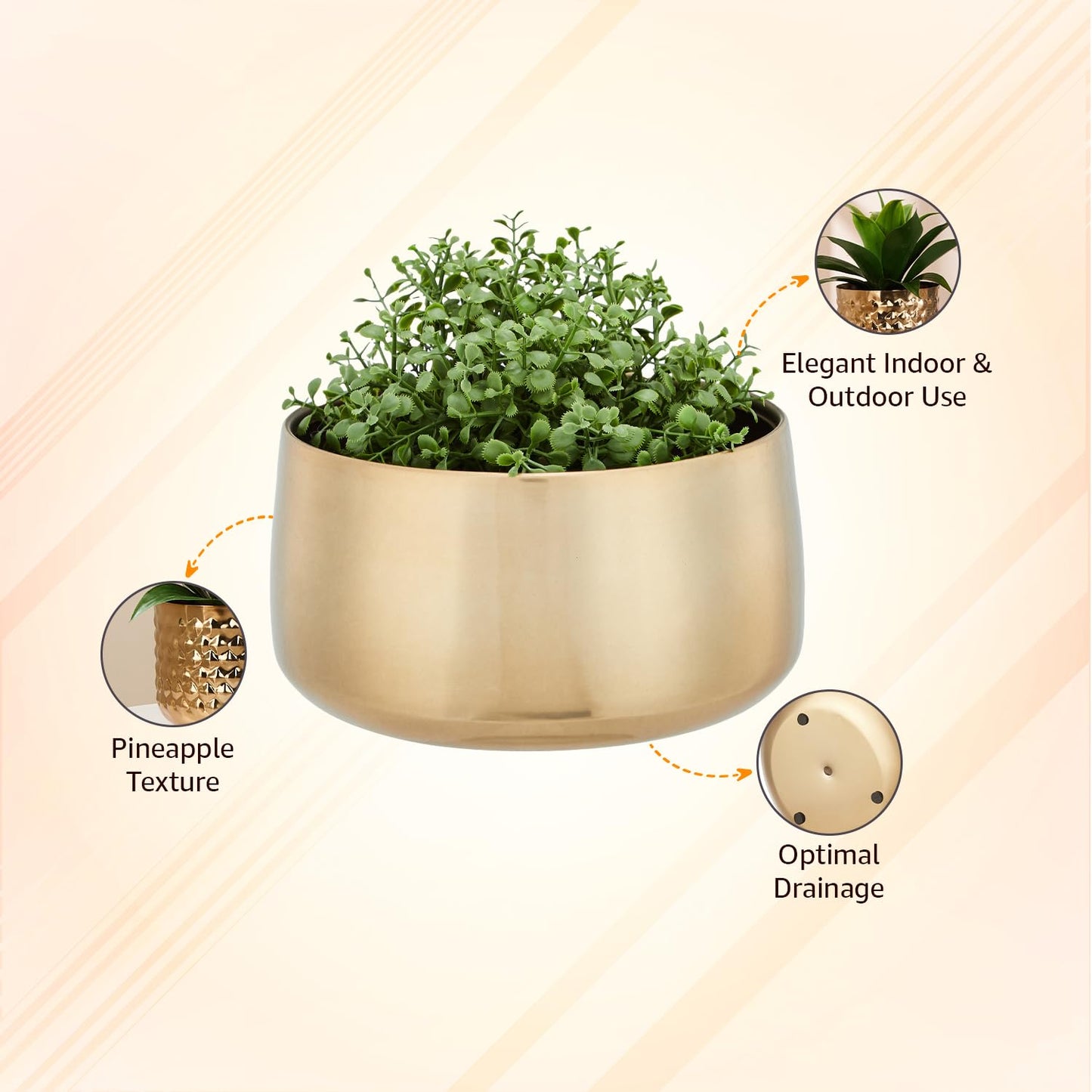 AtlasCraft Decorative Metal Planter | Ideal for Modern Living Spaces