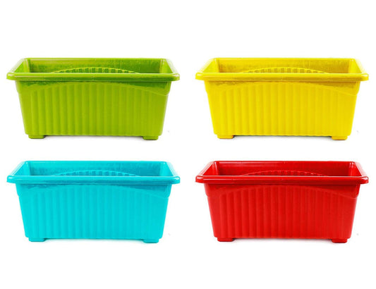 Oasis Gardens Vibrant Rainbow Rectangular Plastic Plant Containers