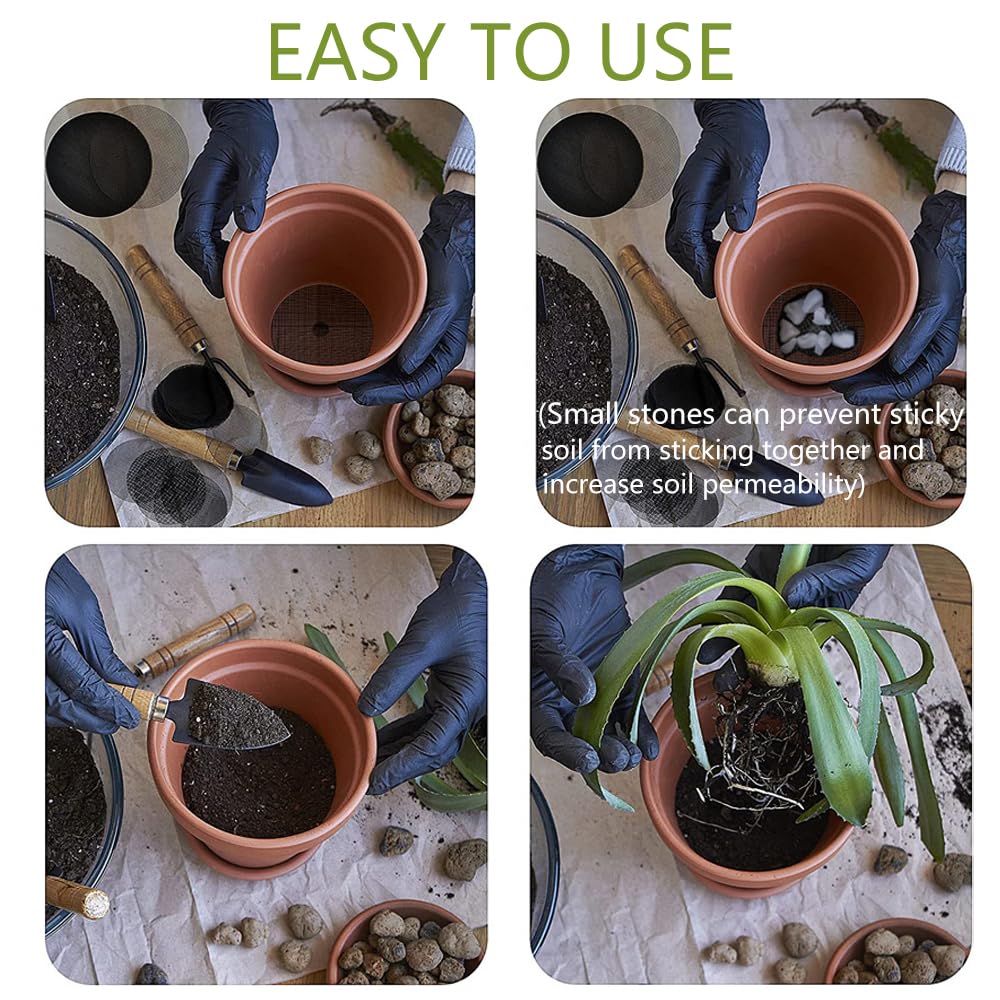 50pcs Flower Pot Hole Mesh Pad, 10cm Round Plant Pots Hole Mesh Pad for Prevent Soil Loss