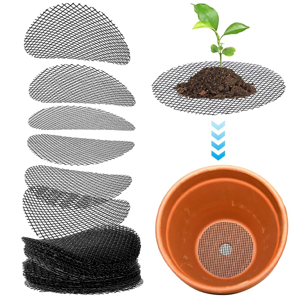 50pcs Flower Pot Hole Mesh Pad, 10cm Round Plant Pots Hole Mesh Pad for Prevent Soil Loss