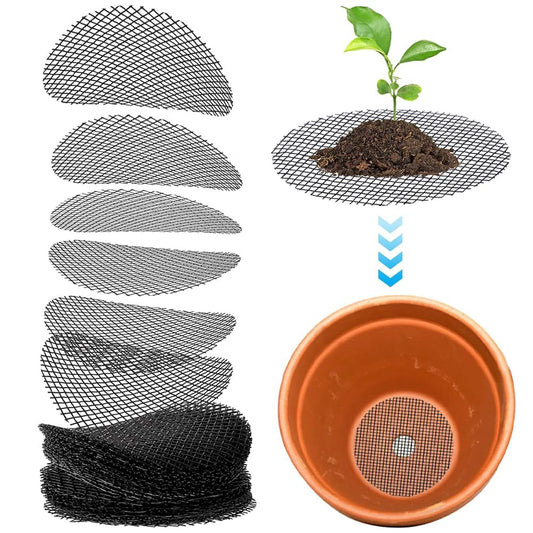 50pcs Flower Pot Hole Mesh Pad, 10cm Round Plant Pots Hole Mesh Pad for Prevent Soil Loss