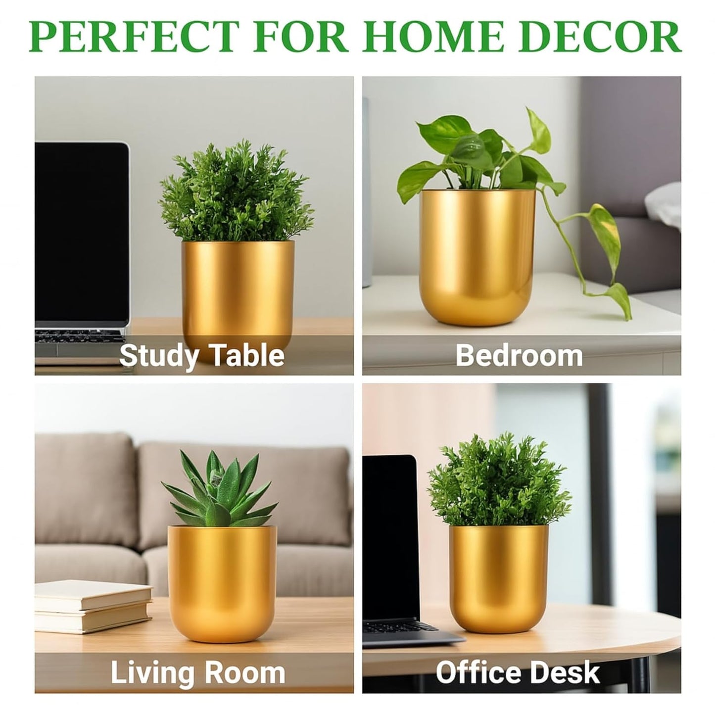 EcoBloom 4.3 inch Round Metal Planter for Indoor Decoration