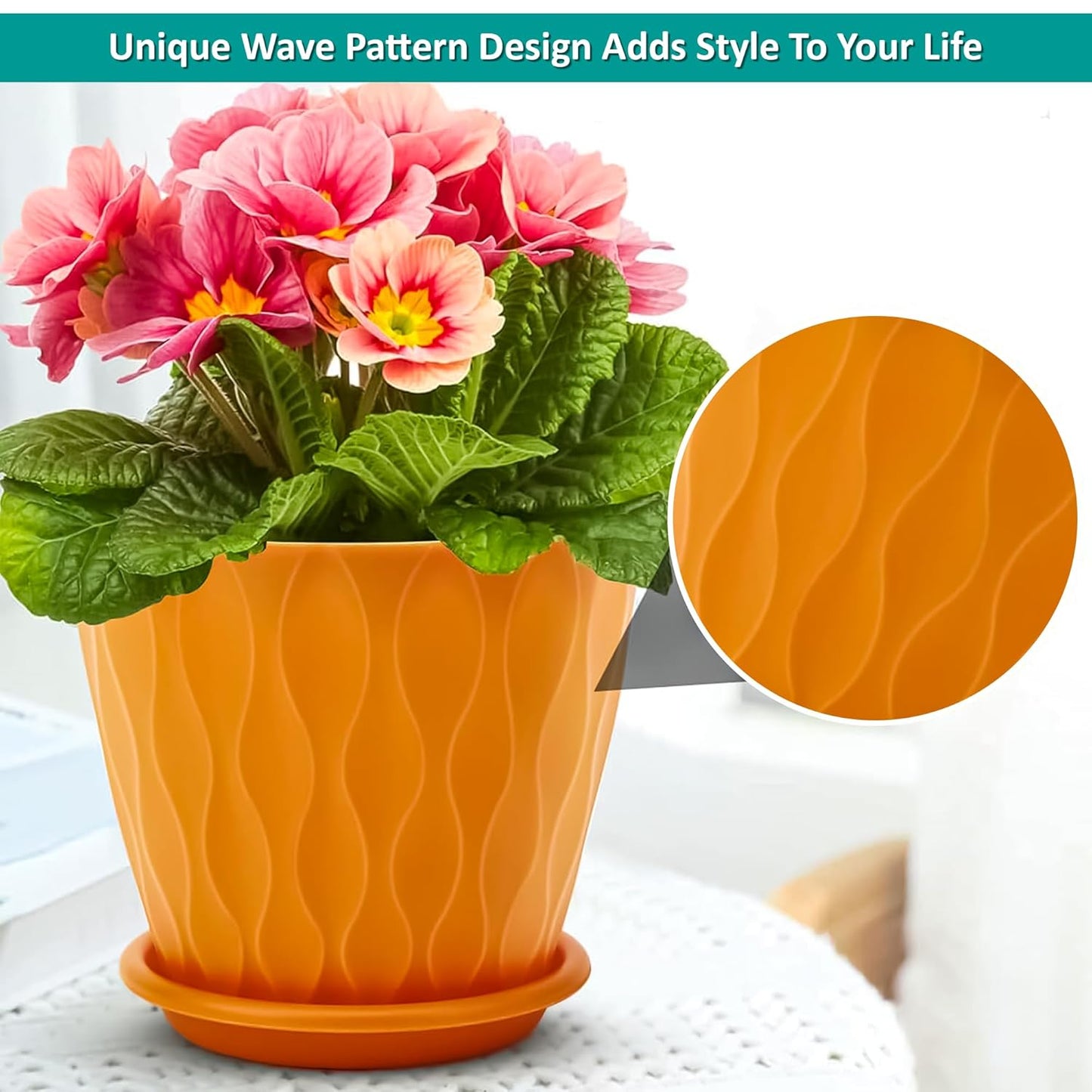 Earthly Pack of 5 Round Flower Pots for Home Planters