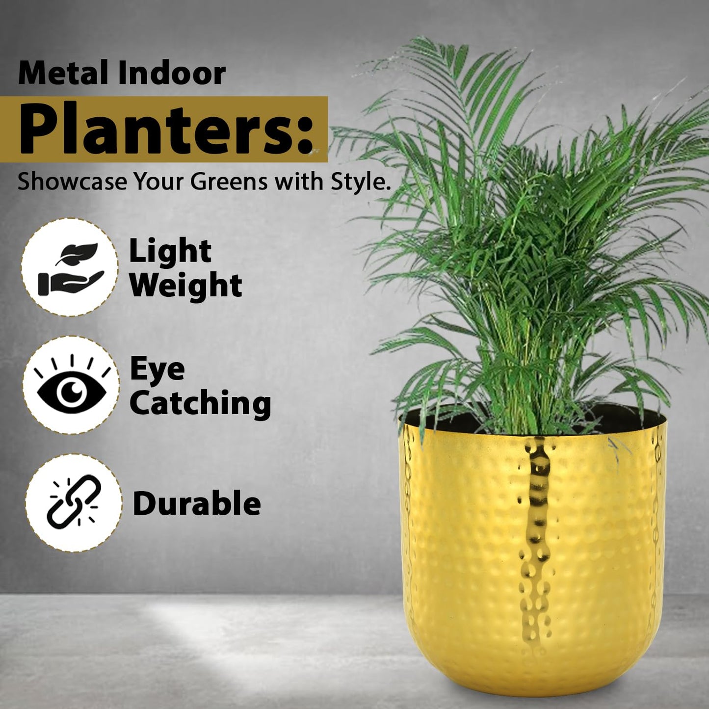 Rust & Shine Urban Loft Garden Pot - Golden Finish