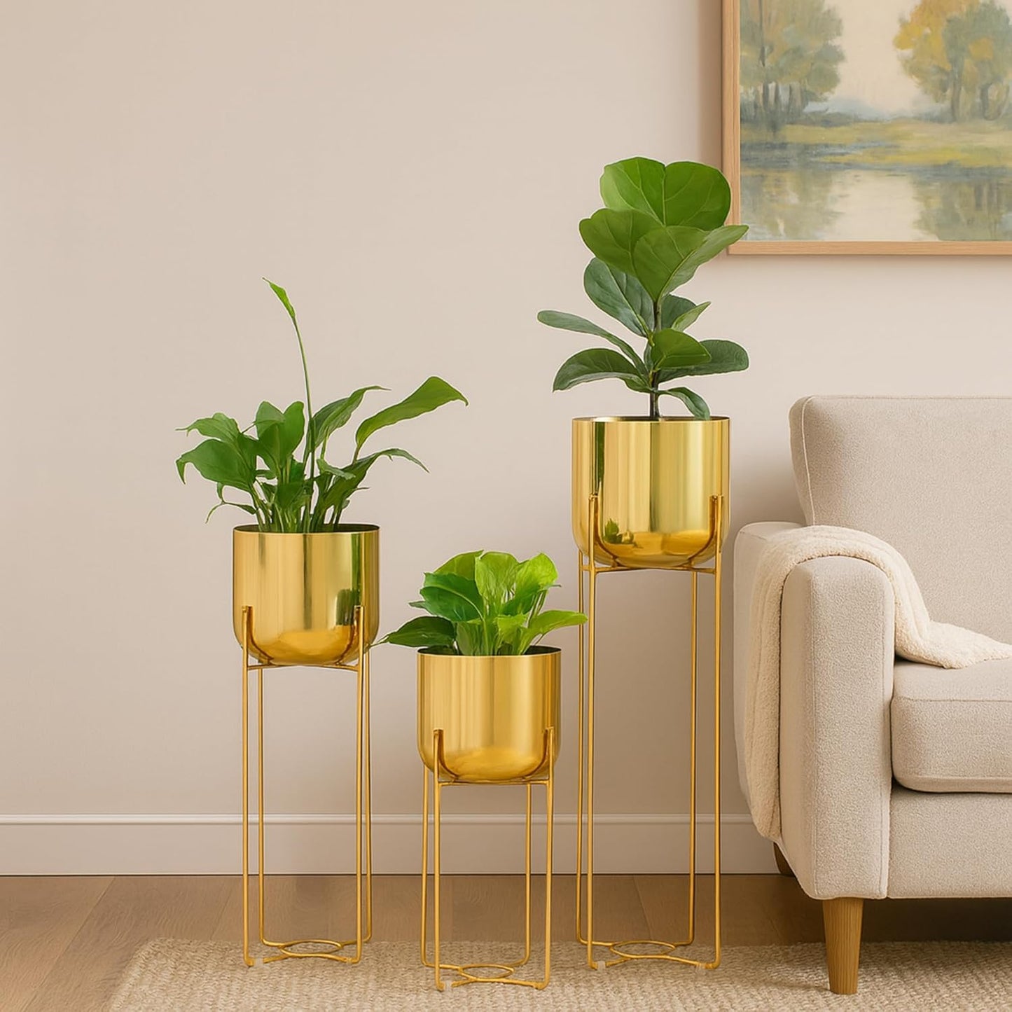 Elysian Gardens Premium Standing Metal Planter Set