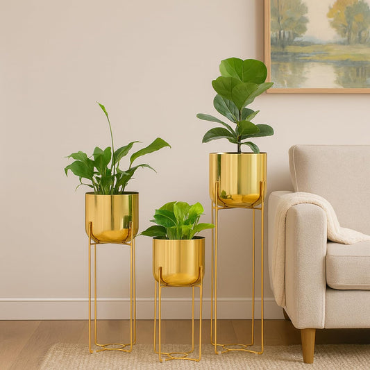 Elysian Gardens Premium Standing Metal Planter Set