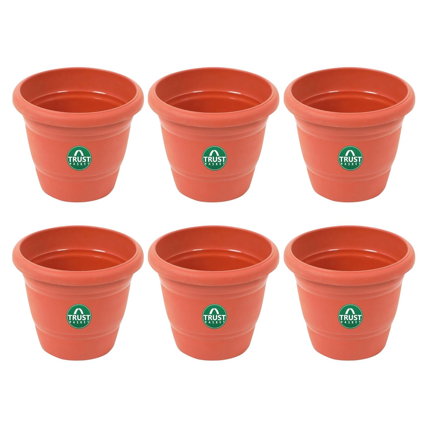 TerraBloom UV Treated Plastic Round Pot (6 Inches) - Set of 6