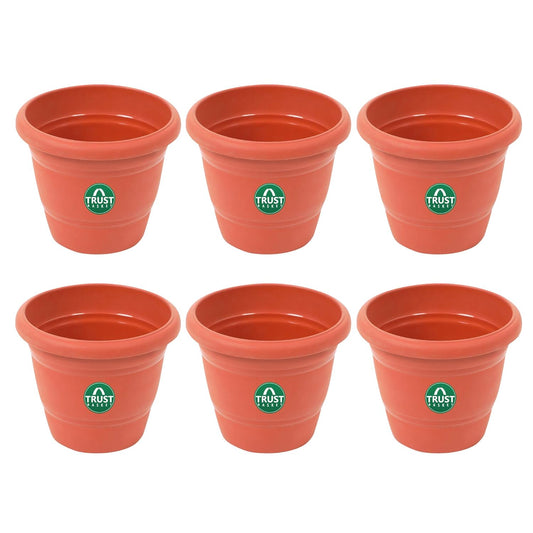 TerraBloom UV Treated Plastic Round Pot (6 Inches) - Set of 6