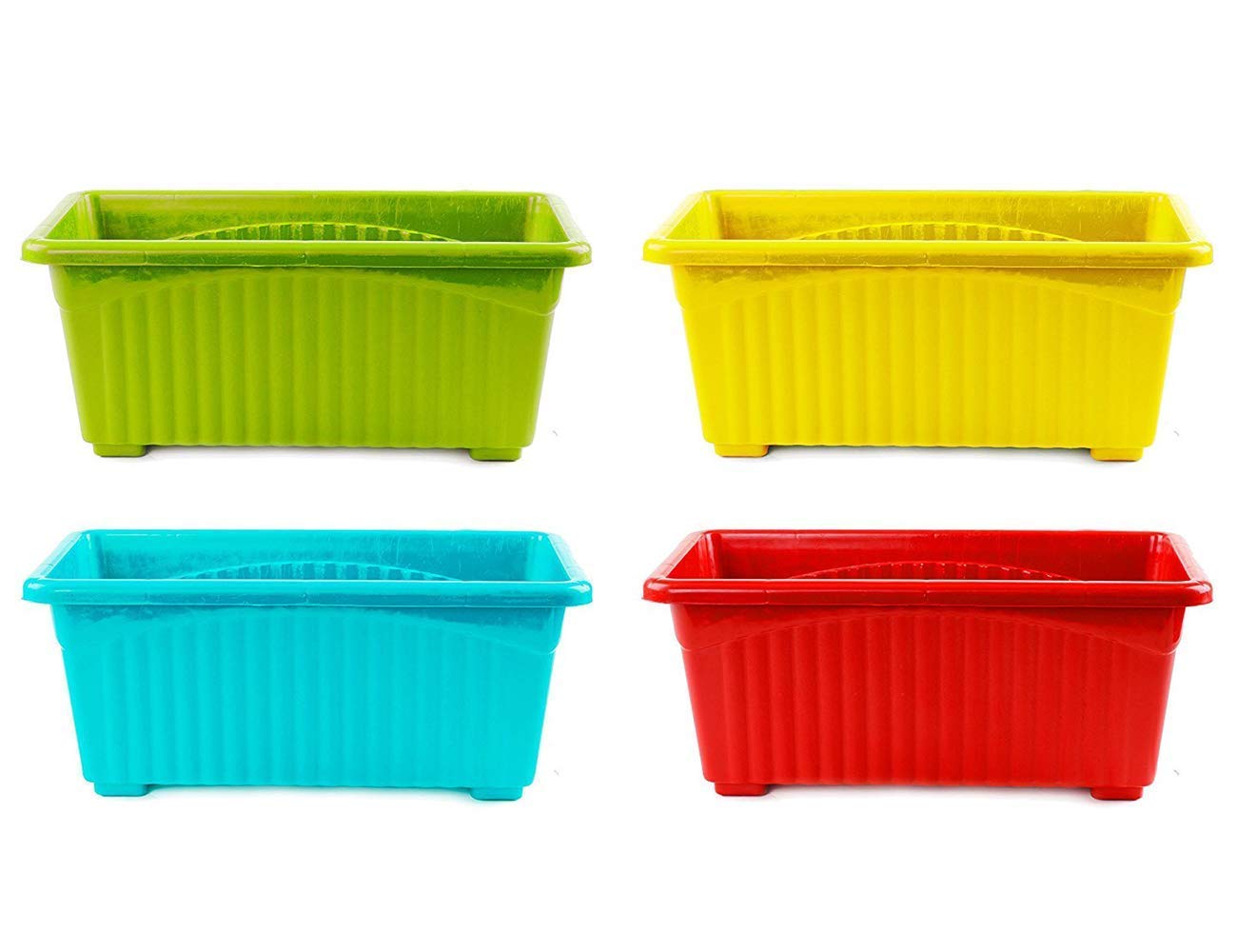 Oasis Gardens Vibrant Rainbow Rectangular Plastic Plant Containers